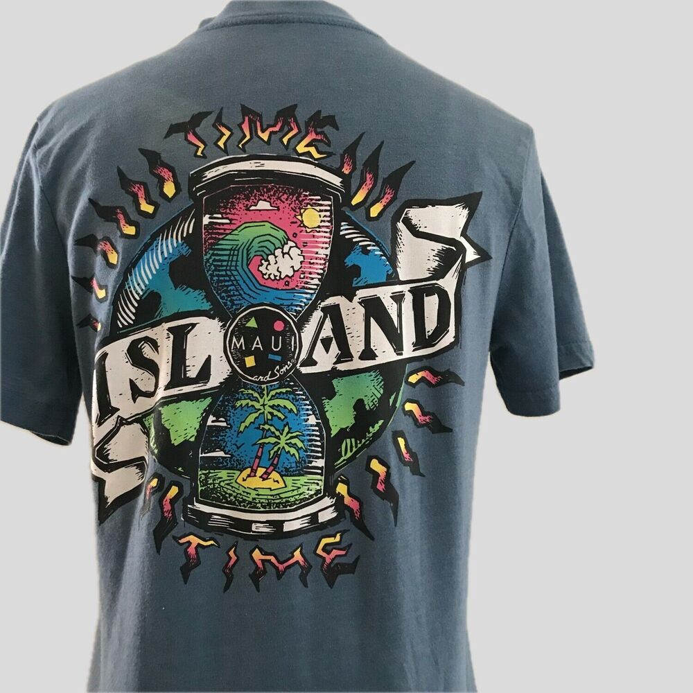 Maui & Sons Blue Short Sleeve Logo Surf Casual Cotton T Tee Shirt S